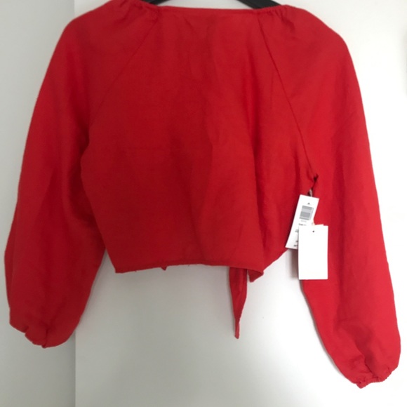 NWT Aritzia - WILFRED “Tenley” Tie-Front Blouse - Red - Picture 3 of 5